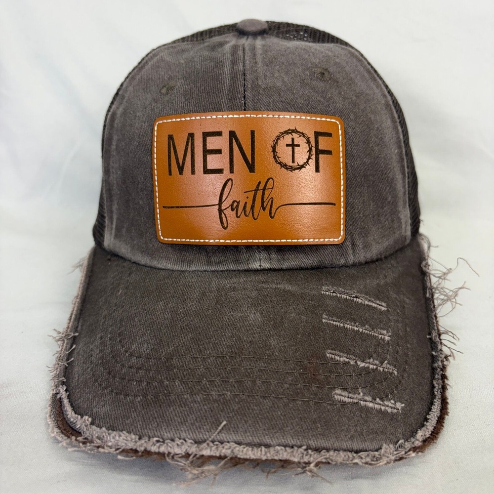 Unbranded Trucker Hat Men of Faith Mens OSFM Gray Distressed Snapback Cap